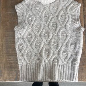 T.J.Maxx Cable Knit Sleeveless Sweater - Cream